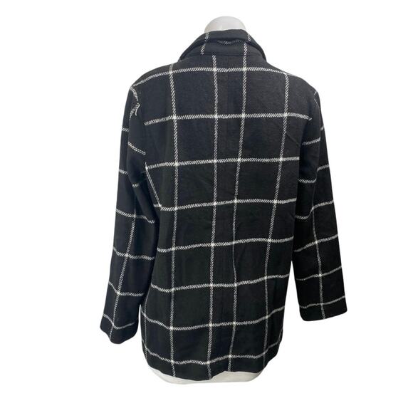 HAVE Women's Black Wool Checkered Plaid Notch Collar Blazer Coat Jacket Size M - Picture 2 of 4